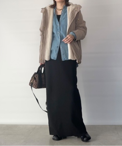 ikka(イッカ)の「【雑誌InRed12月号掲載】ライナー付き3WAYマウンテンパーカー【親子コーデ】(マウンテンパーカー・レディース・チェリーレッド/ベージュ/ネイビー/カーキ・M/L/S)」の8枚目の写真