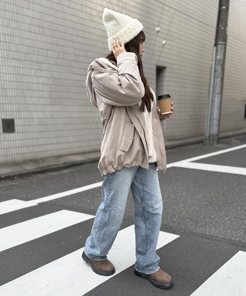 ikka(イッカ)の「【雑誌InRed12月号掲載】ライナー付き3WAYマウンテンパーカー【親子コーデ】(マウンテンパーカー・レディース・チェリーレッド/ベージュ/ネイビー/カーキ・M/L/S)」の22枚目の写真