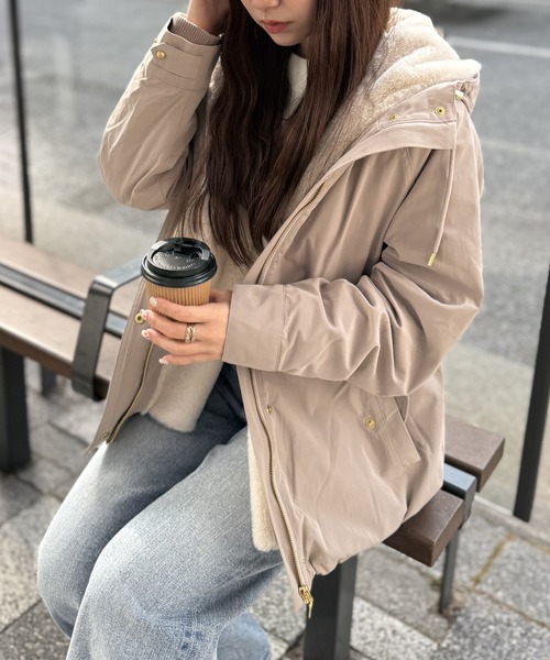 ikka(イッカ)の「【雑誌InRed12月号掲載】ライナー付き3WAYマウンテンパーカー【親子コーデ】(マウンテンパーカー・レディース・チェリーレッド/ベージュ/ネイビー/カーキ・M/L/S)」の20枚目の写真