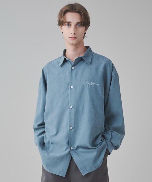 BROWNY（ブラウニー）の「BROWNY/フィブリルワンポイントBIGロングスリーブシャツ（シャツ/ブラウス・メンズ・サックスブルー/ライトベージュ/チャコールグレー・MEDIUM/LARGE）」の3枚目の写真