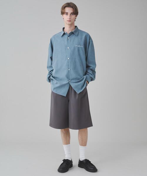 BROWNY（ブラウニー）の「BROWNY/フィブリルワンポイントBIGロングスリーブシャツ（シャツ/ブラウス・メンズ・サックスブルー/ライトベージュ/チャコールグレー・MEDIUM/LARGE）」の7枚目の写真