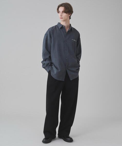 BROWNY（ブラウニー）の「BROWNY/フィブリルワンポイントBIGロングスリーブシャツ（シャツ/ブラウス・メンズ・サックスブルー/ライトベージュ/チャコールグレー・MEDIUM/LARGE）」の4枚目の写真