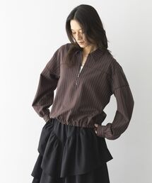 ピンストライプハーフZIPプルオーバー