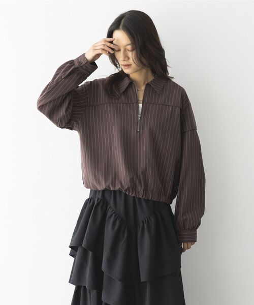 GARAGE OF GOOD CLOTHING(ガレージオブグッドクロージング)の「ピンストライプハーフZIPプルオーバー(シャツ/ブラウス・レディース・ベージュ/ブラウン/グレー・FREE)」の12枚目の写真