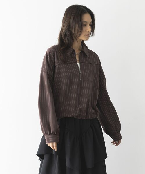 GARAGE OF GOOD CLOTHING(ガレージオブグッドクロージング)の「ピンストライプハーフZIPプルオーバー(シャツ/ブラウス・レディース・ベージュ/ブラウン/グレー・FREE)」の14枚目の写真
