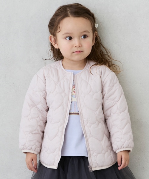 petit main（プティマイン）の「【リンク】ハートキルティングジャケット(キッズサイズ)（ブルゾン・キッズ・ブラック/モカ/ライトピンク/アイボリー・90cm/120cm/110cm/100cm/130cm/80ｃｍ）」の4枚目の写真