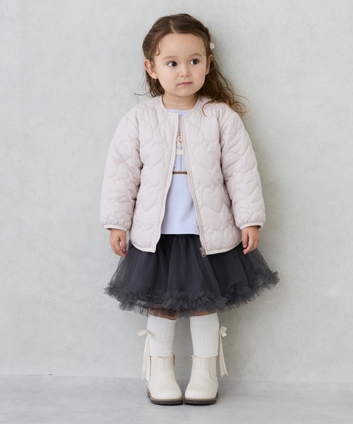 petit main（プティマイン）の「【リンク】ハートキルティングジャケット(キッズサイズ)（ブルゾン・キッズ・ブラック/モカ/ライトピンク/アイボリー・90cm/120cm/110cm/100cm/130cm/80ｃｍ）」の6枚目の写真