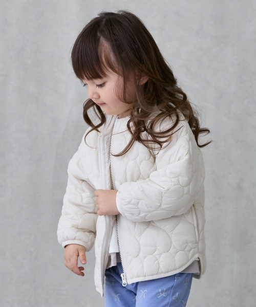 petit main（プティマイン）の「【リンク】ハートキルティングジャケット(キッズサイズ)（ブルゾン・キッズ・ブラック/モカ/ライトピンク/アイボリー・90cm/120cm/110cm/100cm/130cm/80ｃｍ）」の8枚目の写真
