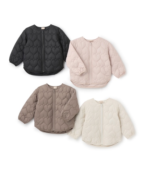 petit main（プティマイン）の「【リンク】ハートキルティングジャケット(キッズサイズ)（ブルゾン・キッズ・ブラック/モカ/ライトピンク/アイボリー・90cm/120cm/110cm/100cm/130cm/80ｃｍ）」の20枚目の写真