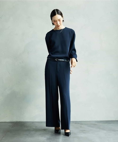 MICHEL KLEIN（ミッシェル・クラン）の「[セットアップ対応]ノーカラーブラウス（シャツ/ブラウス・レディース・ベージュ/ネイビー・38）」の5枚目の写真