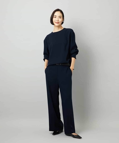 MICHEL KLEIN（ミッシェル・クラン）の「[セットアップ対応]ノーカラーブラウス（シャツ/ブラウス・レディース・ベージュ/ネイビー・38）」の11枚目の写真