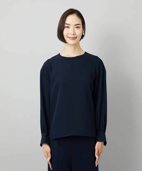 MICHEL KLEIN（ミッシェル・クラン）の「[セットアップ対応]ノーカラーブラウス（シャツ/ブラウス・レディース・ベージュ/ネイビー・38）」の15枚目の写真