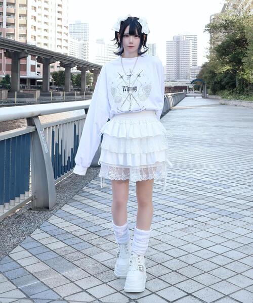 Whinny（ホワイニー）の「Whinny/戦の中の戦士ちゃん（Tシャツ/カットソー・レディース・ブラック/ホワイト・FREE）」の4枚目の写真