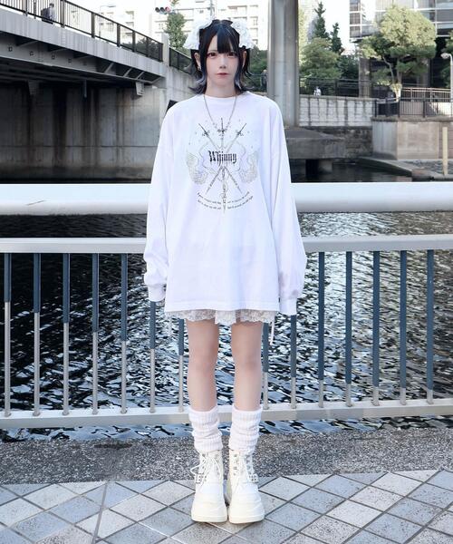 Whinny（ホワイニー）の「Whinny/戦の中の戦士ちゃん（Tシャツ/カットソー・レディース・ブラック/ホワイト・FREE）」の6枚目の写真