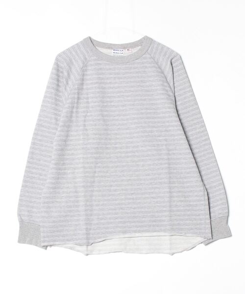 WALLA WALLA SPORT(ワラワラスポーツ)の「WALLA WALLA SPORT【ワラワラスポーツ】- US MADE STRIPE LT TERRY CREW / ユーエス メイド ストライプ ライトテリー クルー(Tシャツ/カットソー・メンズ・グレー系2/グレー系1・X-LARGE/LARGE/MEDIUM/SMALL)」の8枚目の写真