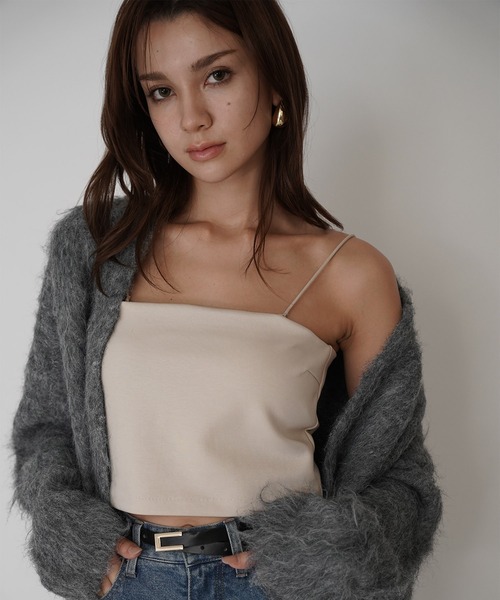 KINO THE KEI(キノザケイ)の「クリアカットソー 2WAY クロップド カップ付き トップス KINO THE KEI(Tシャツ/カットソー・レディース・ブラック/ホワイト/ダークブラウン/ベージュ・フリー)」の15枚目の写真