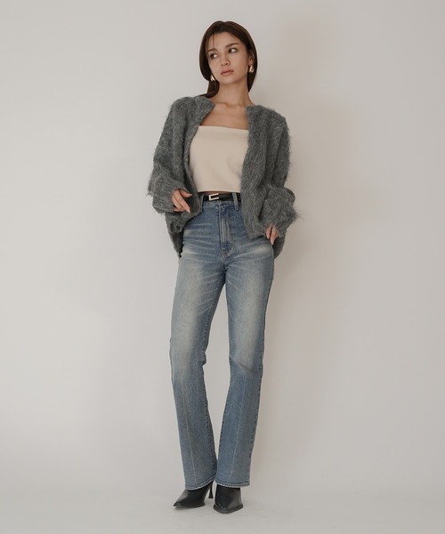 KINO THE KEI(キノザケイ)の「クリアカットソー 2WAY クロップド カップ付き トップス KINO THE KEI(Tシャツ/カットソー・レディース・ブラック/ホワイト/ダークブラウン/ベージュ・フリー)」の16枚目の写真