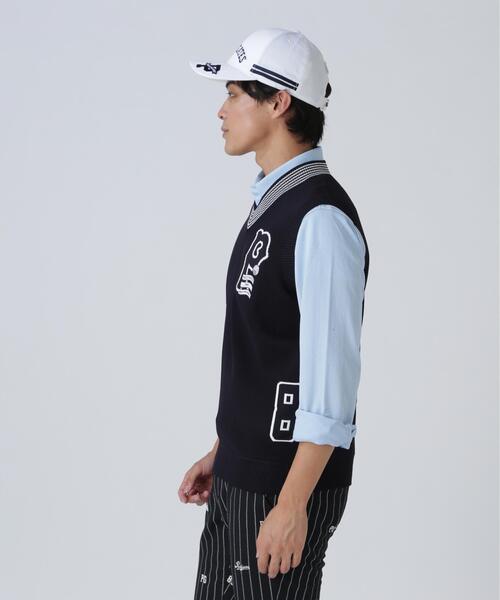 PEARLY GATES（パーリーゲイツ）の「14GジャガードVネックニットベスト（ニット/セーター・メンズ・ネイビー・MEDIUM/LARGE/X-LARGE）」の4枚目の写真