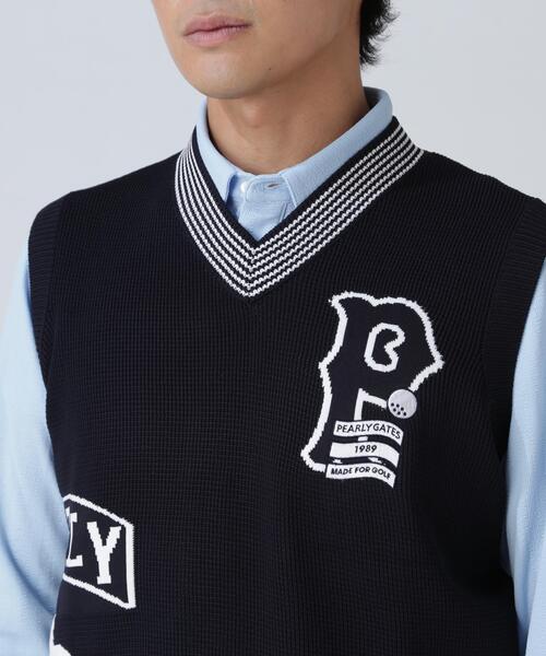PEARLY GATES（パーリーゲイツ）の「14GジャガードVネックニットベスト（ニット/セーター・メンズ・ネイビー・MEDIUM/LARGE/X-LARGE）」の6枚目の写真
