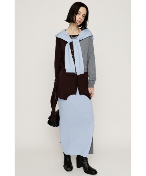 SLY(スライ)の「DOCKING KNIT SK ドッキング ニット スカート 秋服 冬服(スカート・レディース・杢グレー/ブルー系その他・FREE)」の2枚目の写真