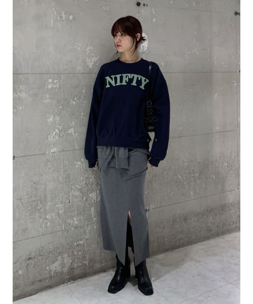 SLY(スライ)の「DOCKING KNIT SK ドッキング ニット スカート 秋服 冬服(スカート・レディース・杢グレー/ブルー系その他・FREE)」の6枚目の写真