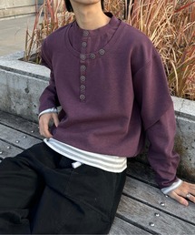 EPNK（イーピーエヌケー）の「Lame Button Henley Knit / ラメボタンヘンリーニット（Tシャツ/カットソー）」