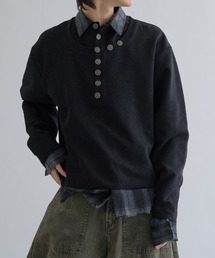 EPNK | Lame Button Henley Knit / ラメボタンヘンリーニット(Tシャツ/カットソー)