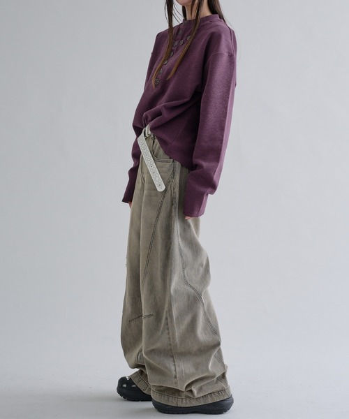 EPNK（イーピーエヌケー）の「Lame Button Henley Knit / ラメボタンヘンリーニット（Tシャツ/カットソー・メンズ・ブラック/パープル・SMALL/MEDIUM/LARGE）」の17枚目の写真