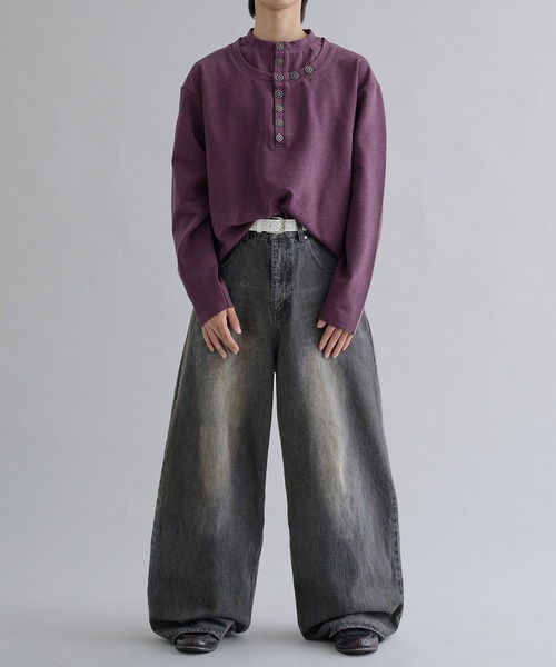 EPNK（イーピーエヌケー）の「Lame Button Henley Knit / ラメボタンヘンリーニット（Tシャツ/カットソー・メンズ・ブラック/パープル・SMALL/MEDIUM/LARGE）」の20枚目の写真