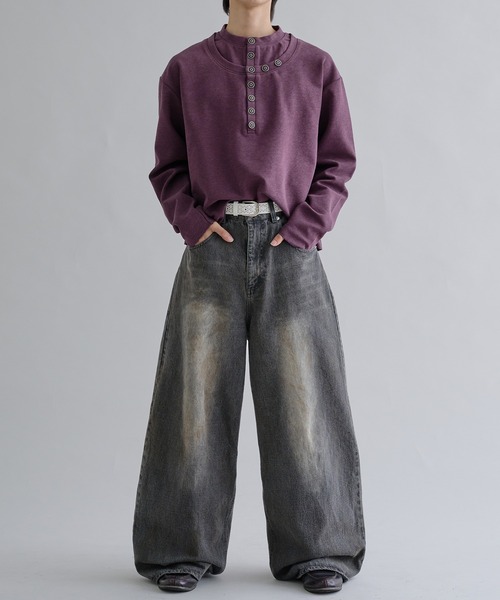 EPNK（イーピーエヌケー）の「Lame Button Henley Knit / ラメボタンヘンリーニット（Tシャツ/カットソー・メンズ・ブラック/パープル・SMALL/MEDIUM/LARGE）」の21枚目の写真