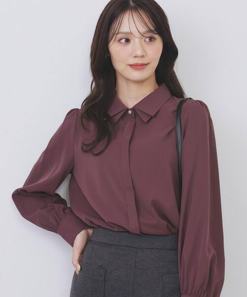 セール】2枚衿ボウタイブラウス【洗濯機OK/防シワ/イージーアイロン