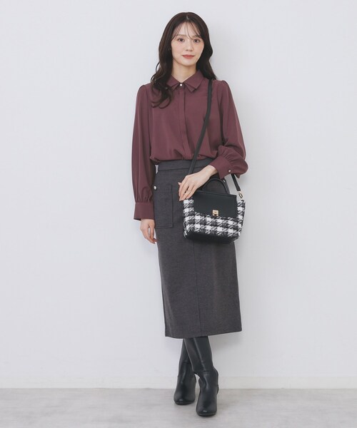 セール】2枚衿ボウタイブラウス【洗濯機OK/防シワ/イージーアイロン