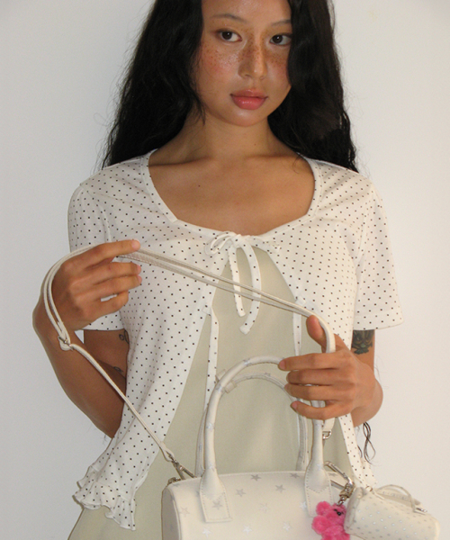 RONRON(ロンロン)の「MINI DOT RIBBON COTTON CARDIGAN WHITE(カーディガン/ボレロ・レディース・その他・FREE)」の1枚目の写真