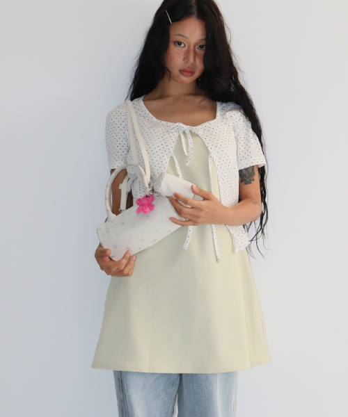RONRON(ロンロン)の「MINI DOT RIBBON COTTON CARDIGAN WHITE(カーディガン/ボレロ・レディース・その他・FREE)」の6枚目の写真