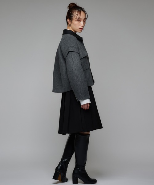 Narcissus（ナルシス）の「【2WAY】カラージャケット/ノーカラーショートジャケット（ノーカラージャケット・レディース・チャコール/アイボリー・FREE）」の10枚目の写真