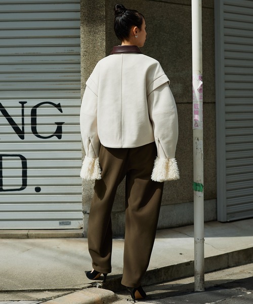 Narcissus（ナルシス）の「【2WAY】カラージャケット/ノーカラーショートジャケット（ノーカラージャケット・レディース・チャコール/アイボリー・FREE）」の6枚目の写真