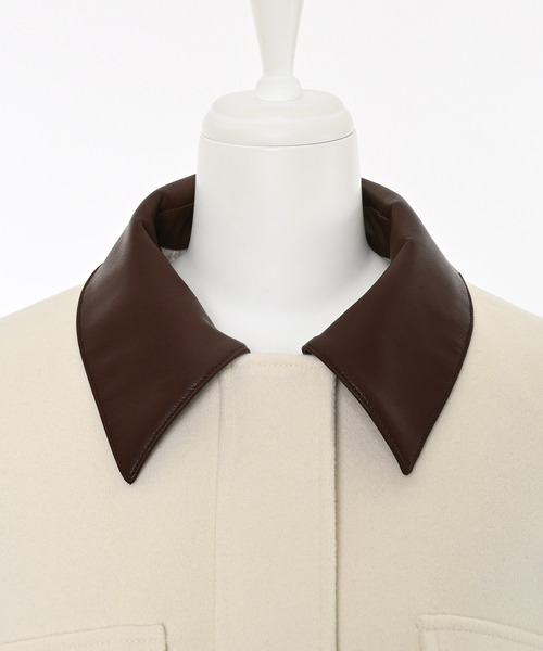 Narcissus（ナルシス）の「【2WAY】カラージャケット/ノーカラーショートジャケット（ノーカラージャケット・レディース・チャコール/アイボリー・FREE）」の14枚目の写真