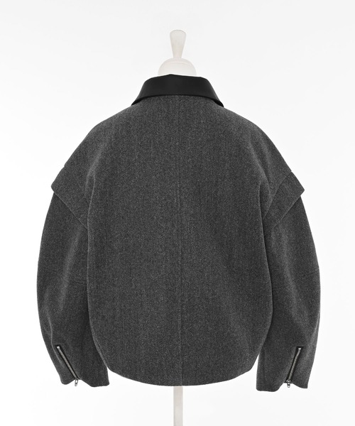 Narcissus（ナルシス）の「【2WAY】カラージャケット/ノーカラーショートジャケット（ノーカラージャケット・レディース・チャコール/アイボリー・FREE）」の17枚目の写真