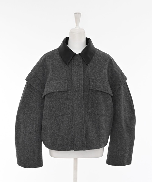 Narcissus（ナルシス）の「【2WAY】カラージャケット/ノーカラーショートジャケット（ノーカラージャケット・レディース・チャコール/アイボリー・FREE）」の16枚目の写真