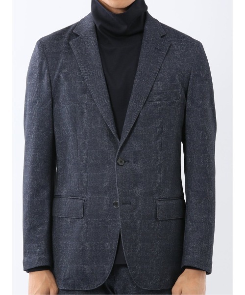 TAKA-Q（タカキュー）の「【ストレッチ 抗ピリング ウォッシャブル イージーケアア】タカキュー 2ボタン ジャケット チェック紺(セットアップ可能)（スーツジャケット・メンズ・ネイビー・X-LARGE/3L/MEDIUM/LARGE/S）」の9枚目の写真