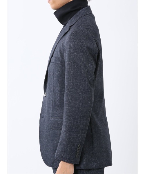 TAKA-Q（タカキュー）の「【ストレッチ 抗ピリング ウォッシャブル イージーケアア】タカキュー 2ボタン ジャケット チェック紺(セットアップ可能)（スーツジャケット・メンズ・ネイビー・X-LARGE/3L/MEDIUM/LARGE/S）」の10枚目の写真