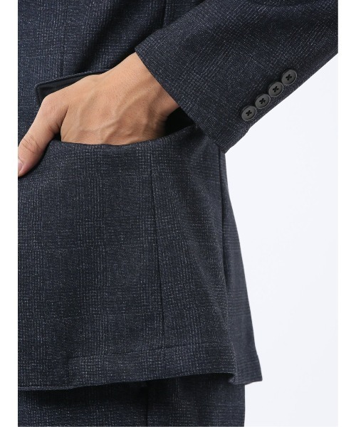 TAKA-Q（タカキュー）の「【ストレッチ 抗ピリング ウォッシャブル イージーケアア】タカキュー 2ボタン ジャケット チェック紺(セットアップ可能)（スーツジャケット・メンズ・ネイビー・X-LARGE/3L/MEDIUM/LARGE/S）」の13枚目の写真