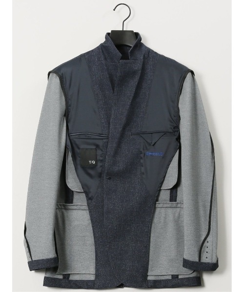 TAKA-Q（タカキュー）の「【ストレッチ 抗ピリング ウォッシャブル イージーケアア】タカキュー 2ボタン ジャケット チェック紺(セットアップ可能)（スーツジャケット・メンズ・ネイビー・X-LARGE/3L/MEDIUM/LARGE/S）」の5枚目の写真