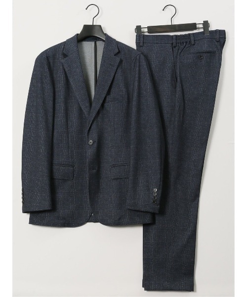 TAKA-Q（タカキュー）の「【ストレッチ 抗ピリング ウォッシャブル イージーケアア】タカキュー 2ボタン ジャケット チェック紺(セットアップ可能)（スーツジャケット・メンズ・ネイビー・X-LARGE/3L/MEDIUM/LARGE/S）」の7枚目の写真