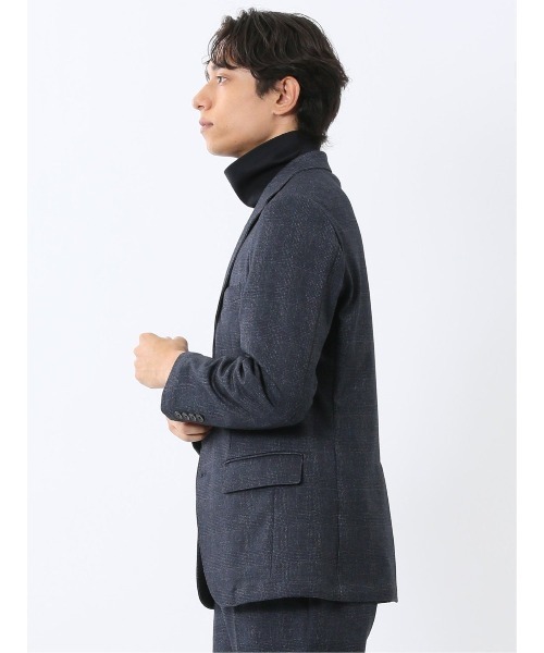 TAKA-Q（タカキュー）の「【ストレッチ 抗ピリング ウォッシャブル イージーケアア】タカキュー 2ボタン ジャケット チェック紺(セットアップ可能)（スーツジャケット・メンズ・ネイビー・X-LARGE/3L/MEDIUM/LARGE/S）」の14枚目の写真