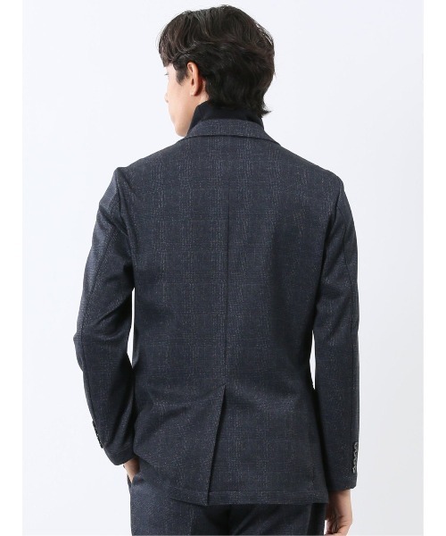 TAKA-Q（タカキュー）の「【ストレッチ 抗ピリング ウォッシャブル イージーケアア】タカキュー 2ボタン ジャケット チェック紺(セットアップ可能)（スーツジャケット・メンズ・ネイビー・X-LARGE/3L/MEDIUM/LARGE/S）」の15枚目の写真