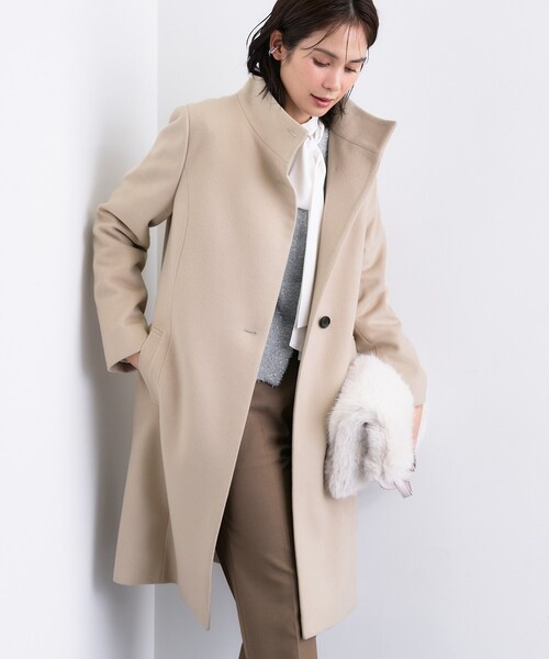 ◇【ウール100％】スタンドカラーロングコート（その他アウター