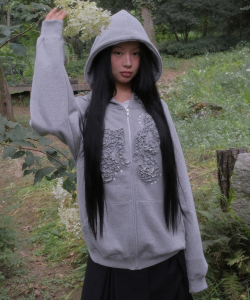 FLAREUP（フレアアップ）の「Ruffle Zip Hoodie (FL-193_Gray