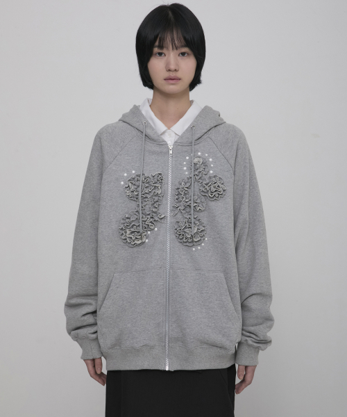 FLAREUP（フレアアップ）の「Ruffle Zip Hoodie (FL-193_Gray