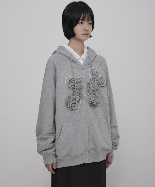 FLAREUP（フレアアップ）の「Ruffle Zip Hoodie (FL-193_Gray